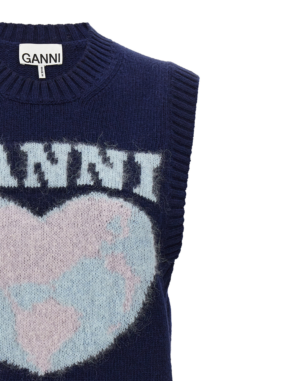 Logo Intarsia Vest Gilet Blu