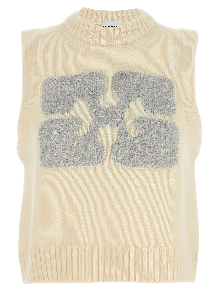 Lurex Logo Vest Gilet Bianco