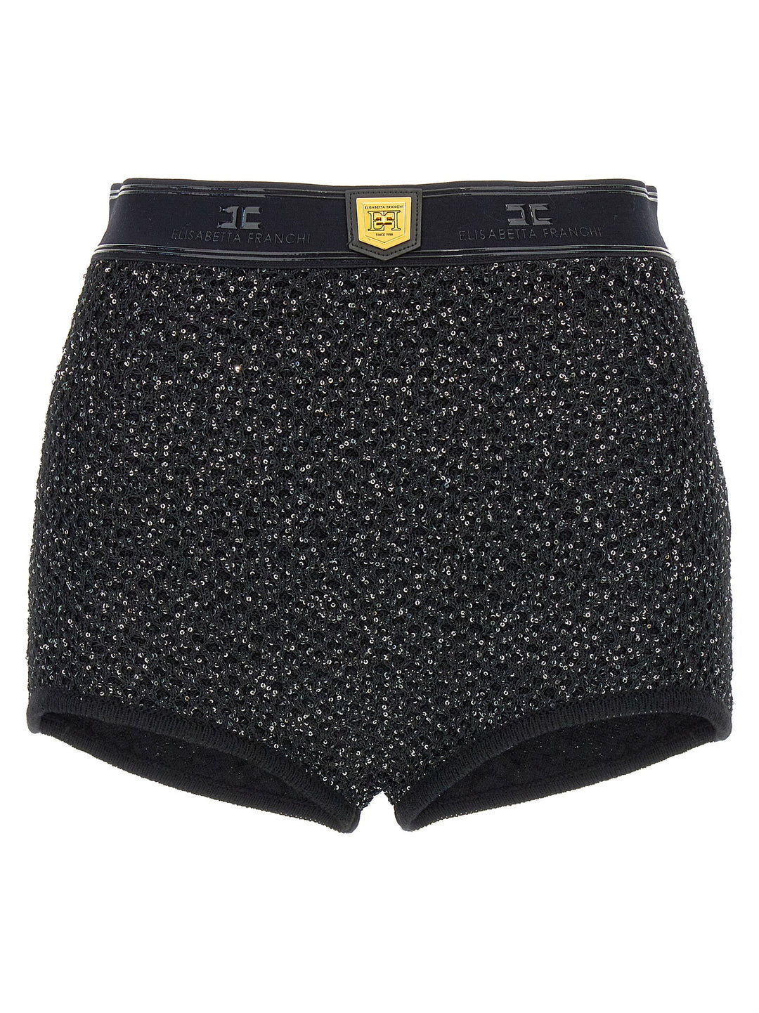 Sequined Knit Shorts Bermuda, Short Nero