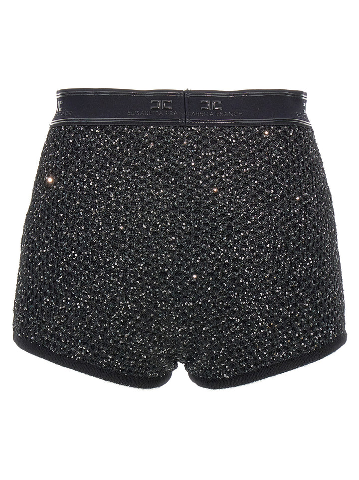 Sequined Knit Shorts Bermuda, Short Nero