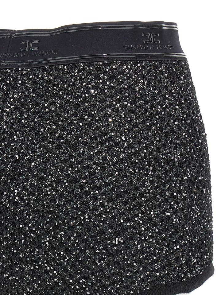 Sequined Knit Shorts Bermuda, Short Nero