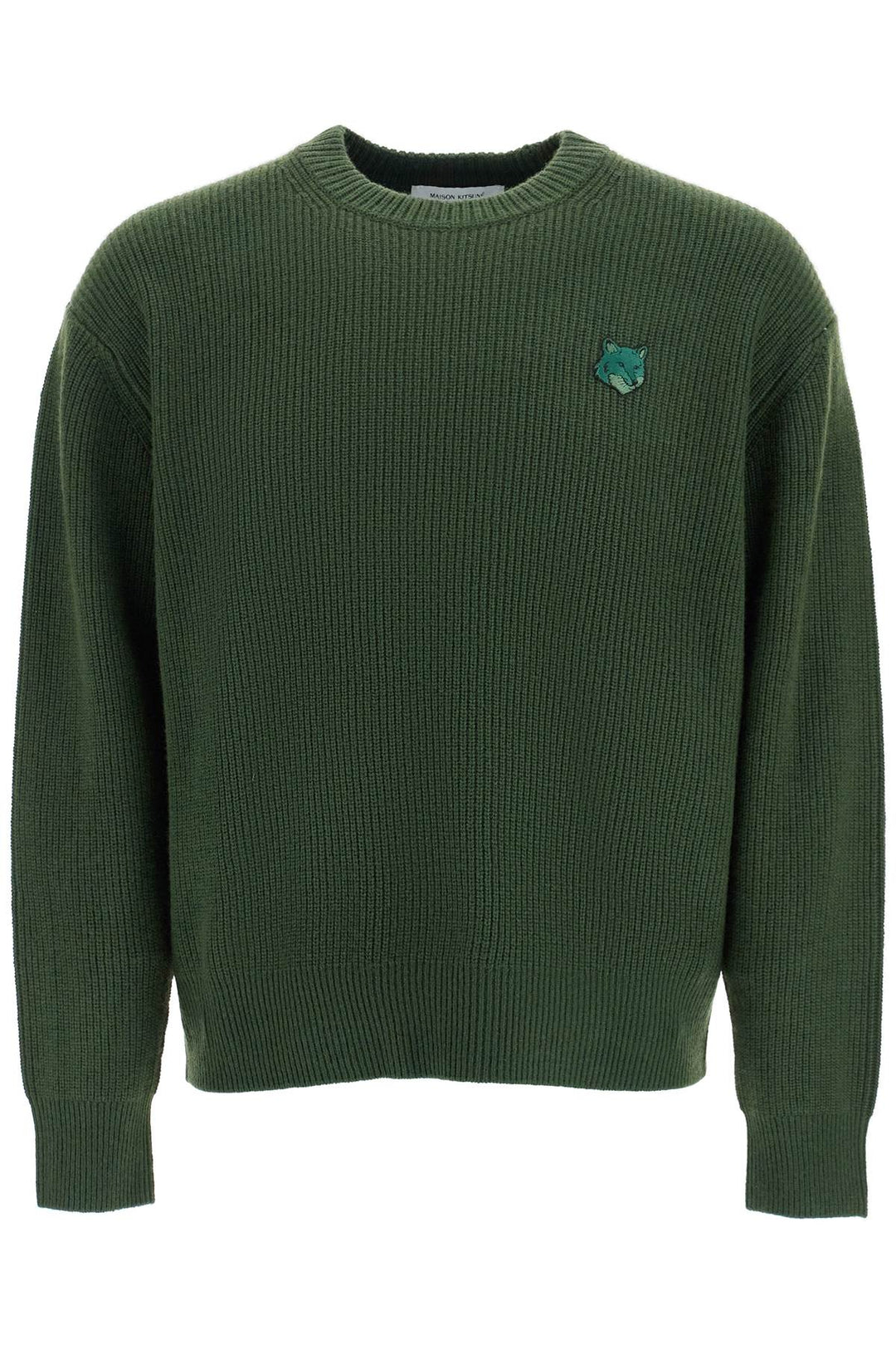 Maglione In Lana E Viscosa Verde Ranger Con Patch Volpe