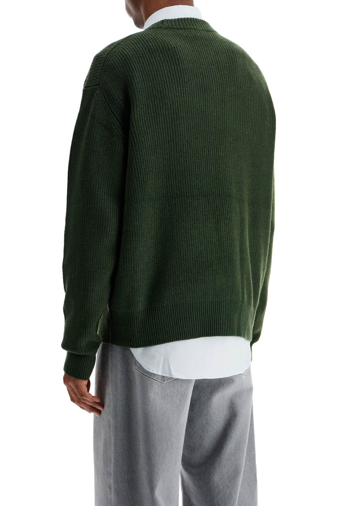 Maglione In Lana E Viscosa Verde Ranger Con Patch Volpe