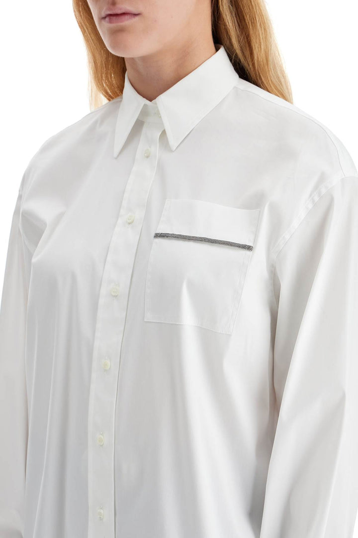 Camicia In Popeline Stretch Con Shiny Pocket Detail