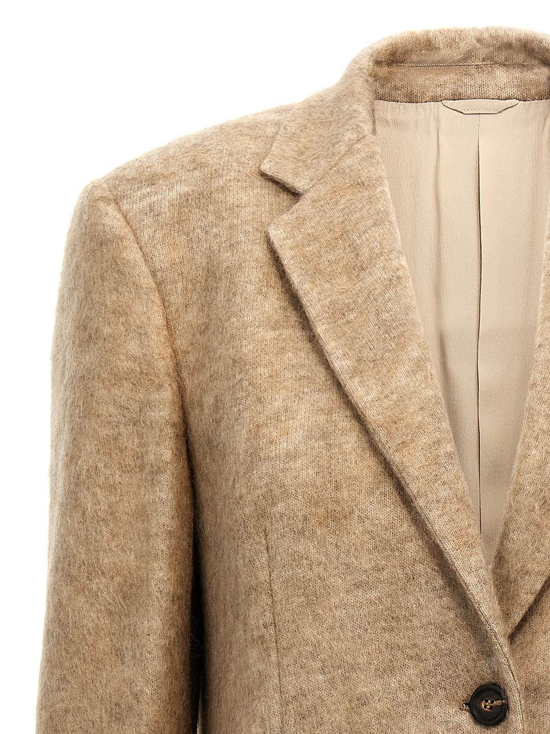 Single-Breasted Mohair Blazer Blazer And Suits Beige