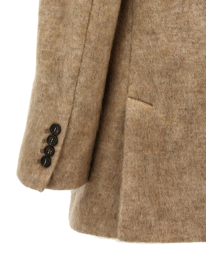 Single-Breasted Mohair Blazer Blazer And Suits Beige