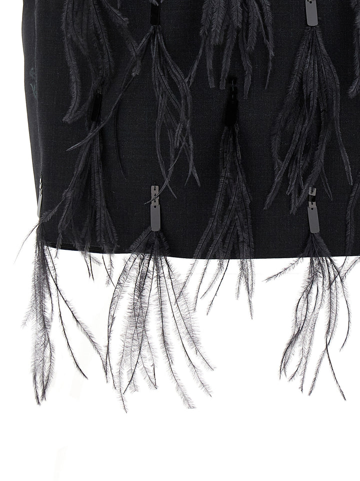 Sequin Feather Top Top Nero