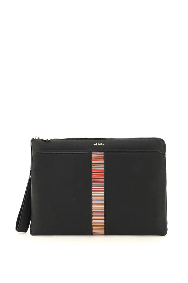 Pouch In Pelle Signature Stripe