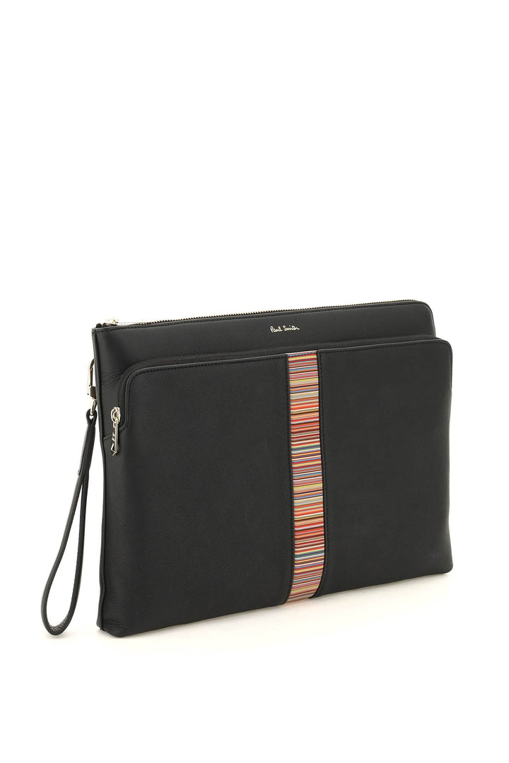 Pouch In Pelle Signature Stripe