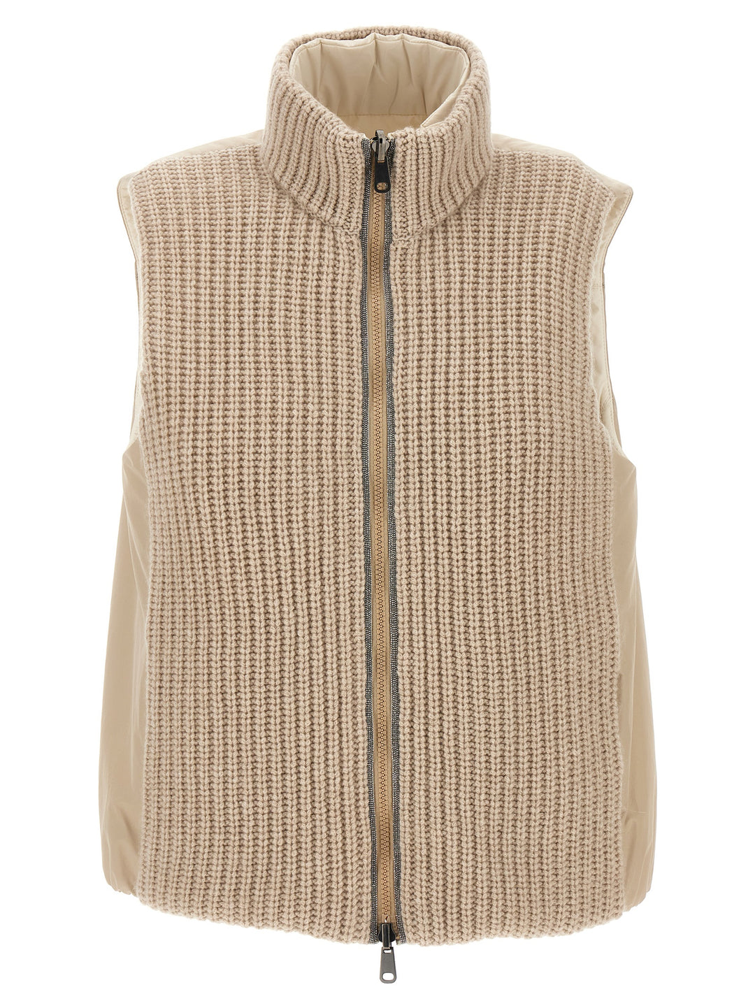 Reversible Knit Insert Vest Gilet Beige