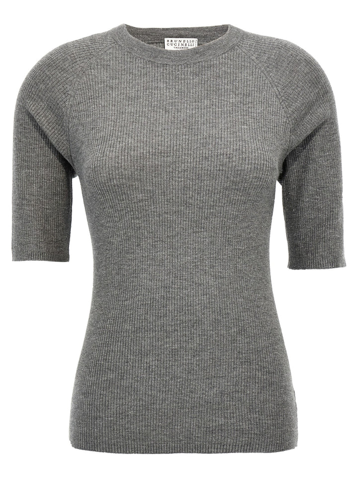 Lurex Ribbed Sweater Maglioni Grigio