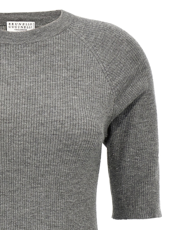 Lurex Ribbed Sweater Maglioni Grigio