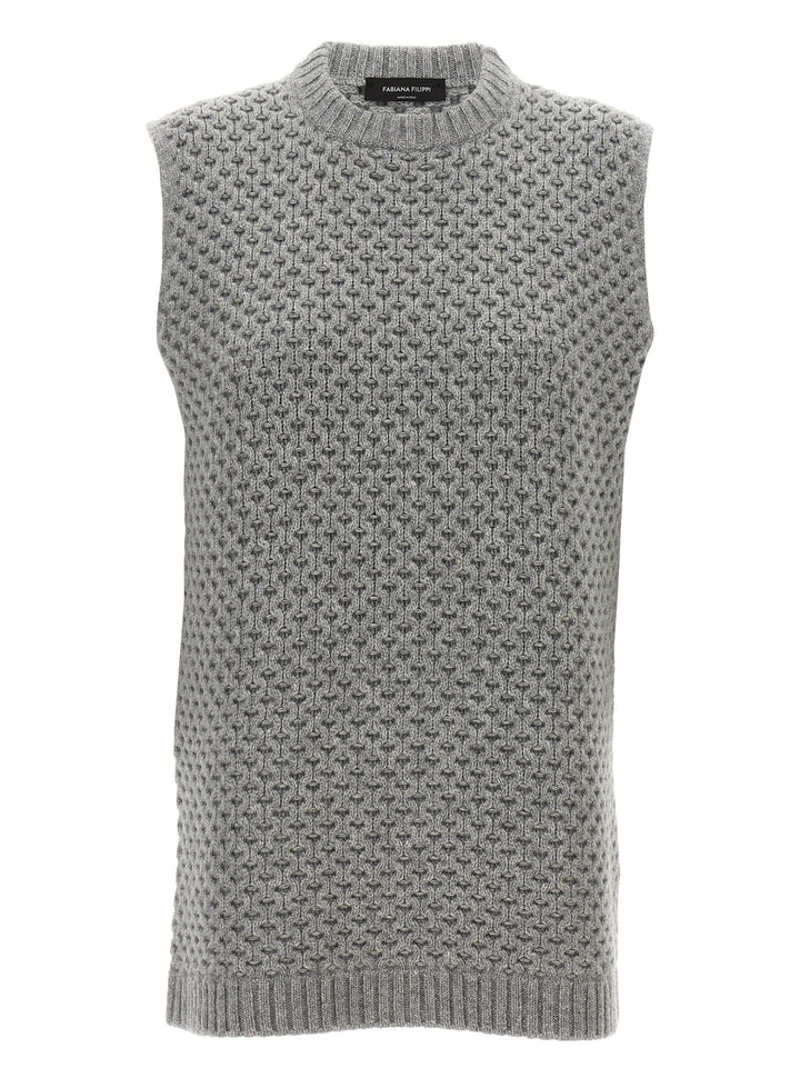 Cachemire Vest Gilet Grigio