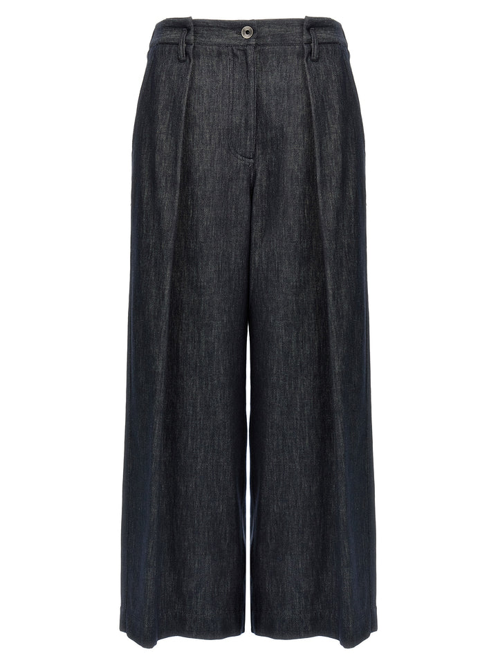 A-Line Pleated Pantaloni Blu