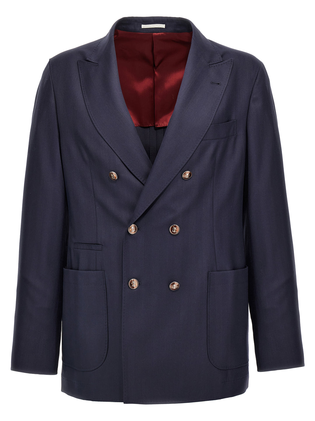 Twill Double-Breasted Blazer Blu