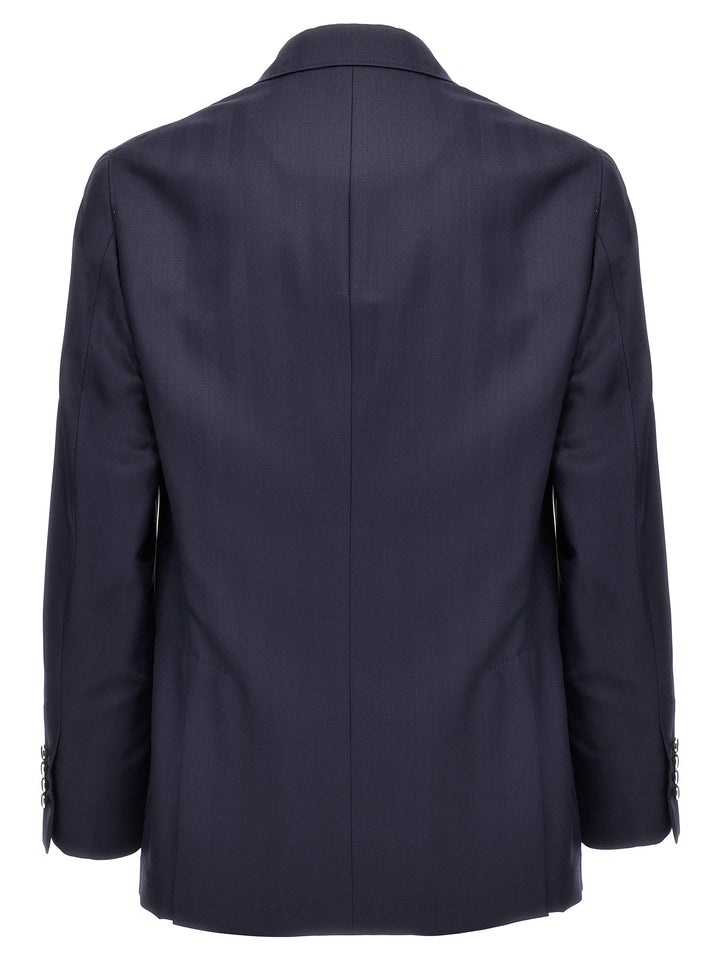 Twill Double-Breasted Blazer Blu