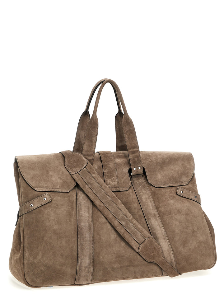 Logo Suede Duffel Bag Lifestyle Beige