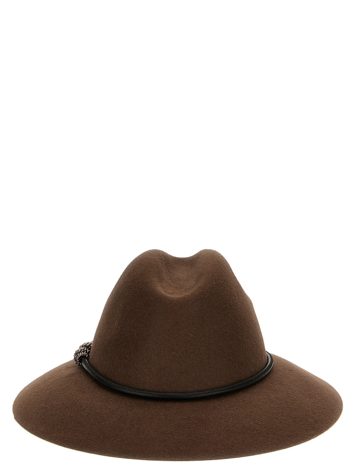 Jewel Detail Hat Cappelli Marrone