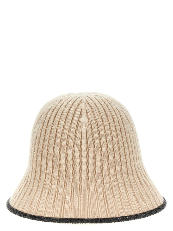 Ribbed Knit Bucket Hat Cappelli Beige