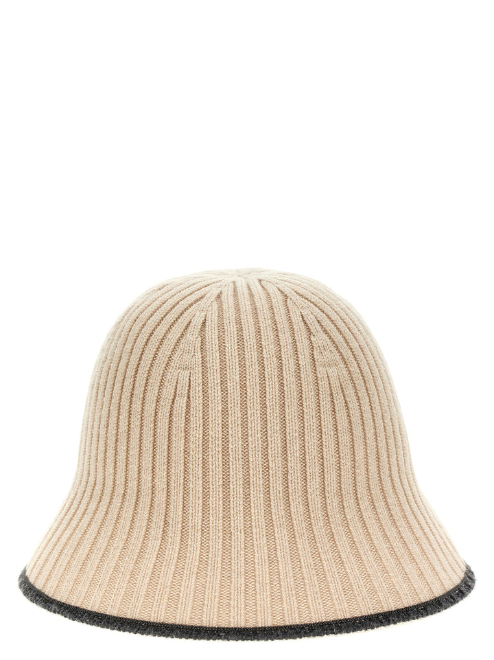 Ribbed Knit Bucket Hat Cappelli Beige