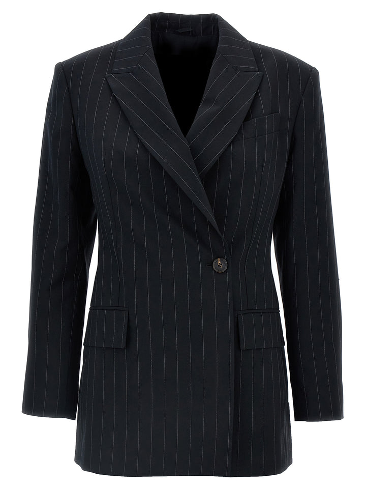 Pinstriped Double-Breasted Blazer Blazer And Suits Nero