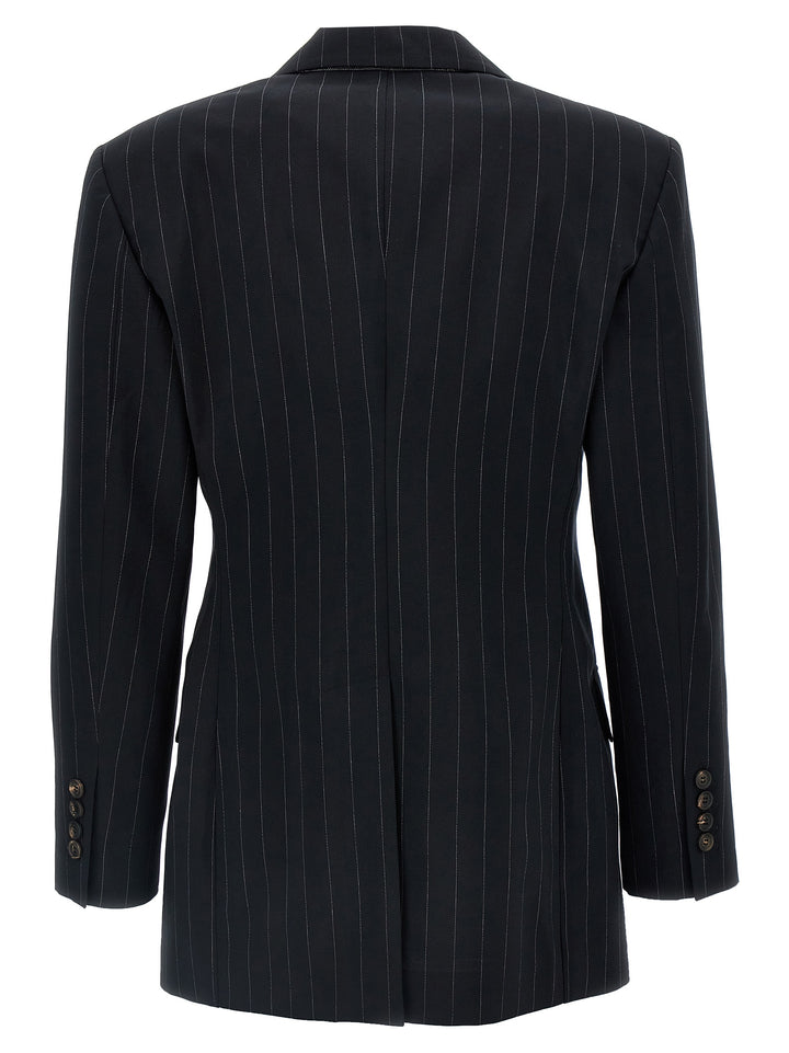 Pinstriped Double-Breasted Blazer Blazer And Suits Nero