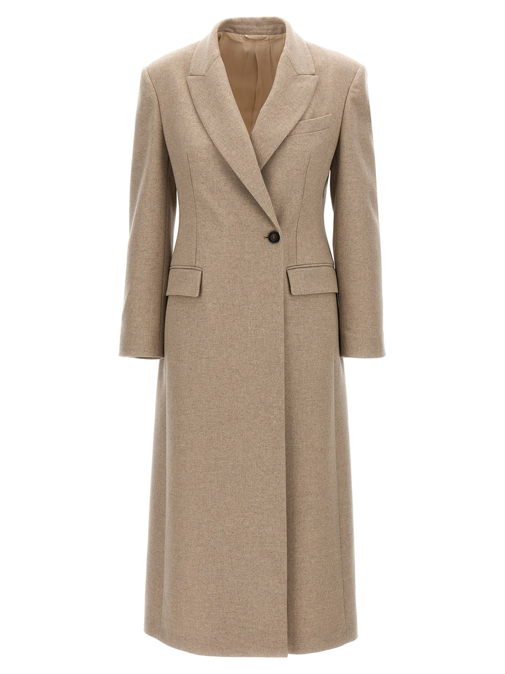 Single-Breasted Wool Coat Trench E Impermeabili Beige