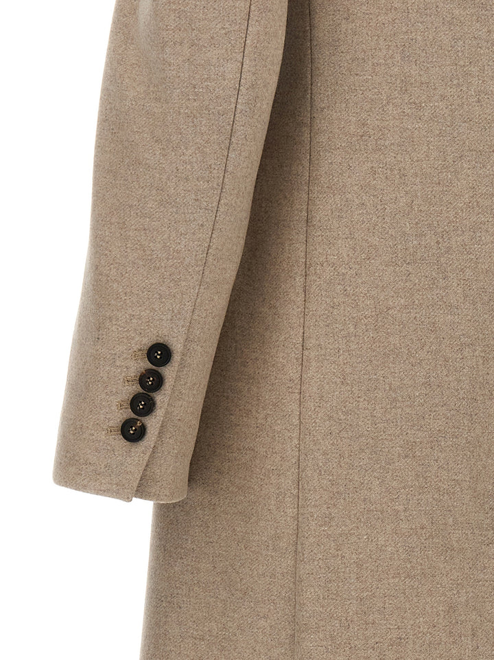 Single-Breasted Wool Coat Trench E Impermeabili Beige