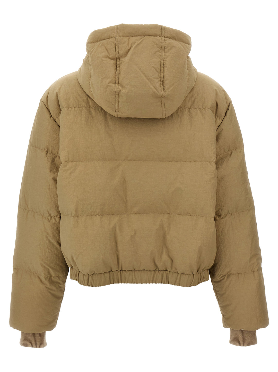 Hooded Knit Insert Down Jacket Giacche Beige