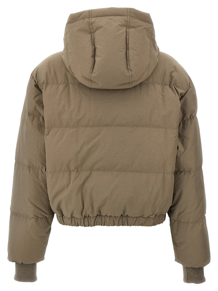 Hooded Knit Insert Down Jacket Giacche Beige