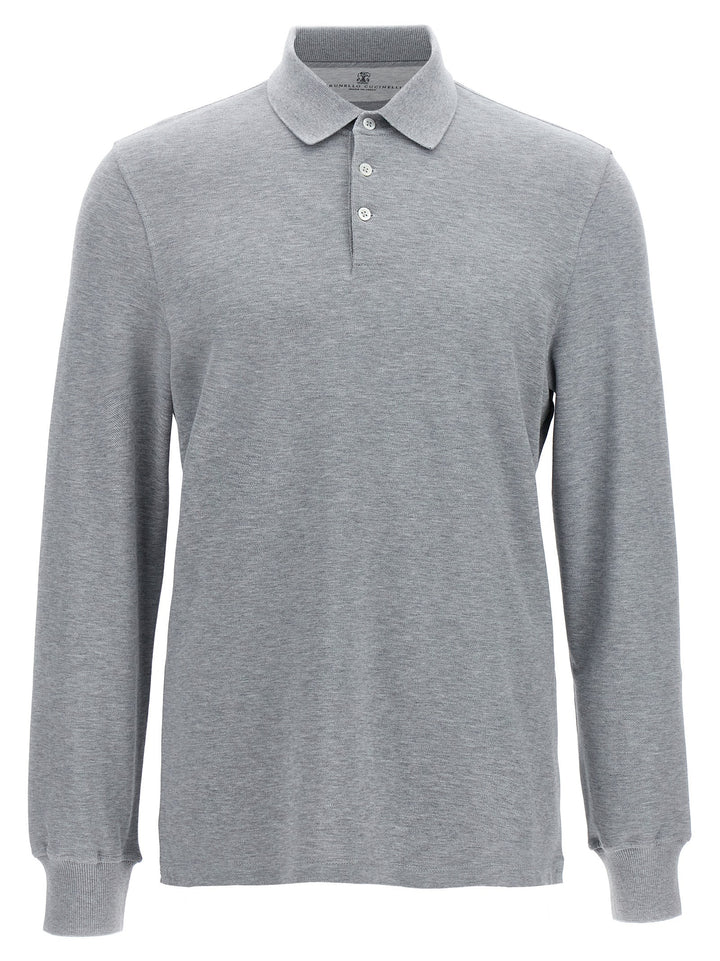 Piqué Cotton  Shirt Polo Grigio