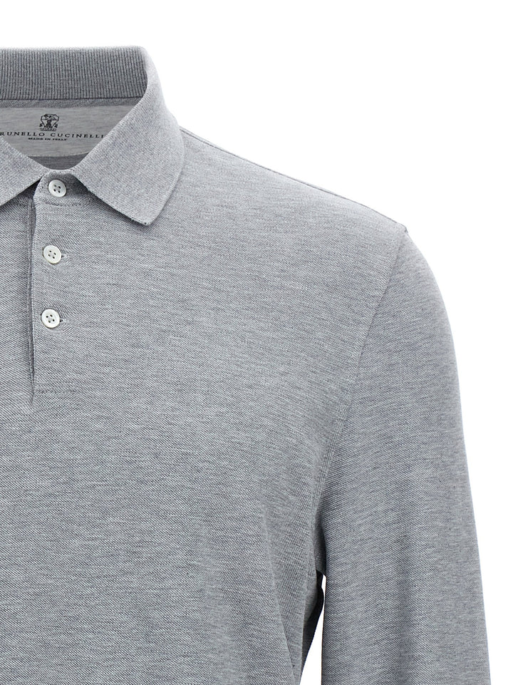 Piqué Cotton  Shirt Polo Grigio