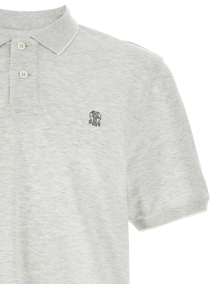 Logo Piqué  Shirt Polo Grigio