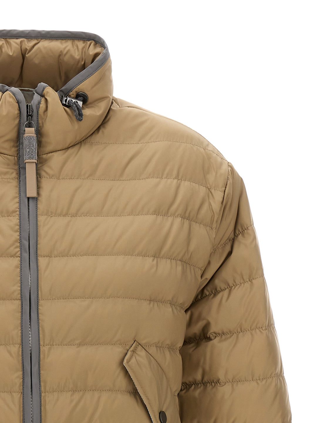 Monile Detail Down Jacket Giacche Beige