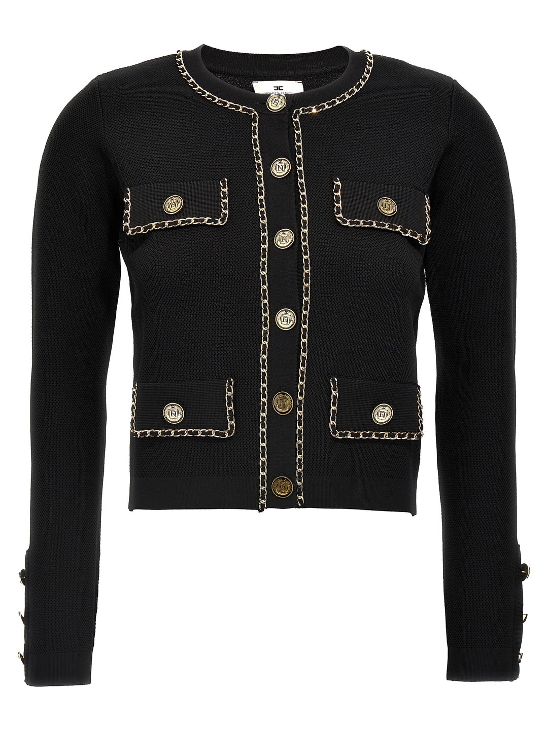 Cropped Chain Profile Cardigan Maglioni Nero