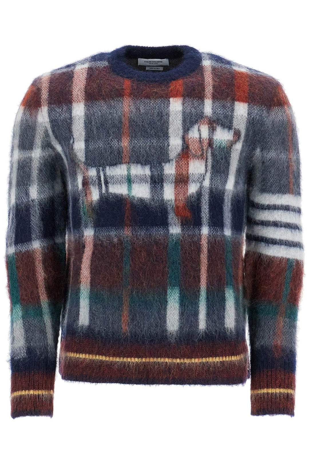 Pullover In Mohair Spazzolato Tartan