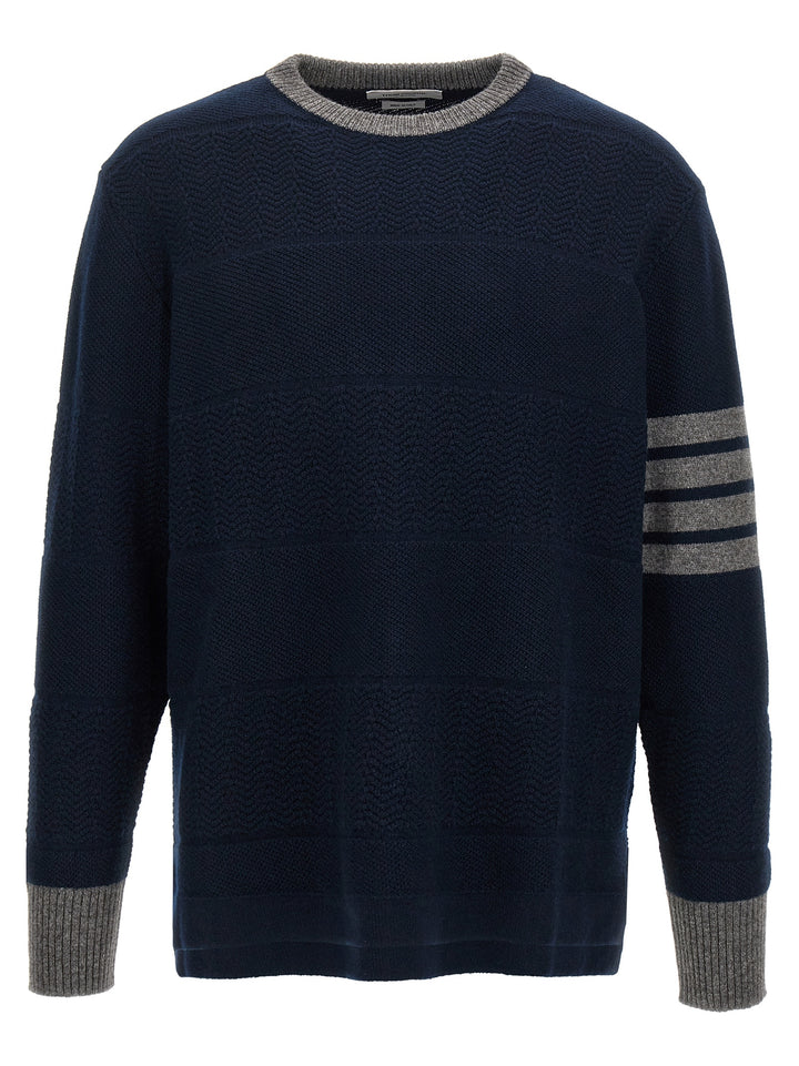 Textured Rugby Stripe Maglioni Blu