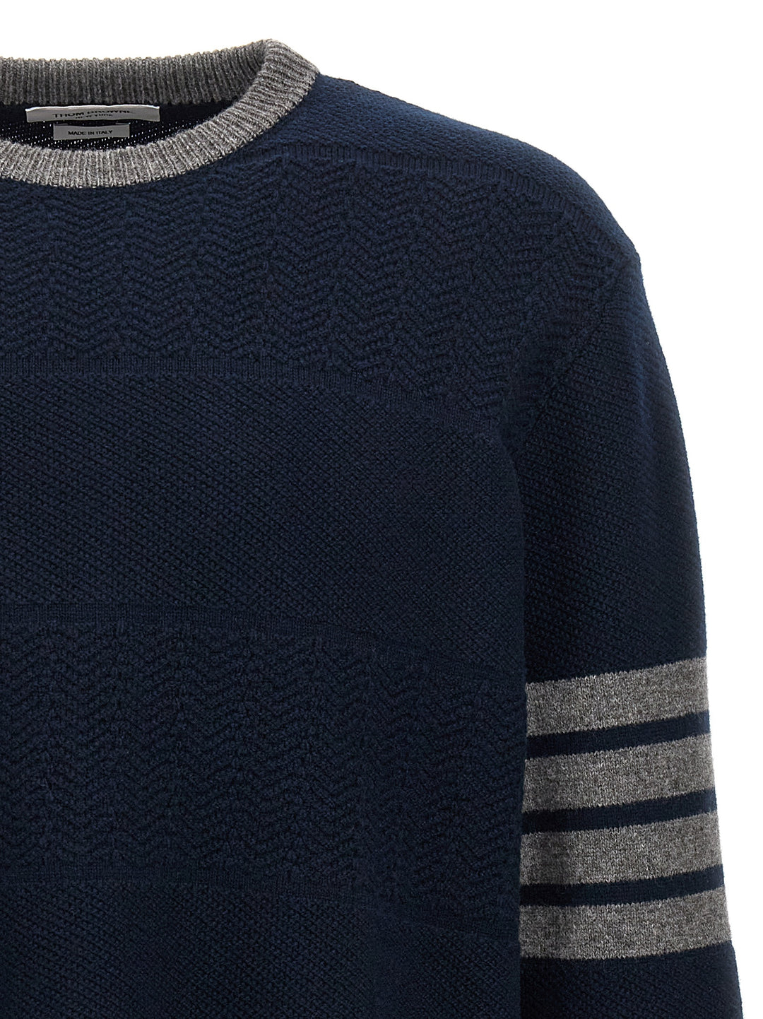 Textured Rugby Stripe Maglioni Blu