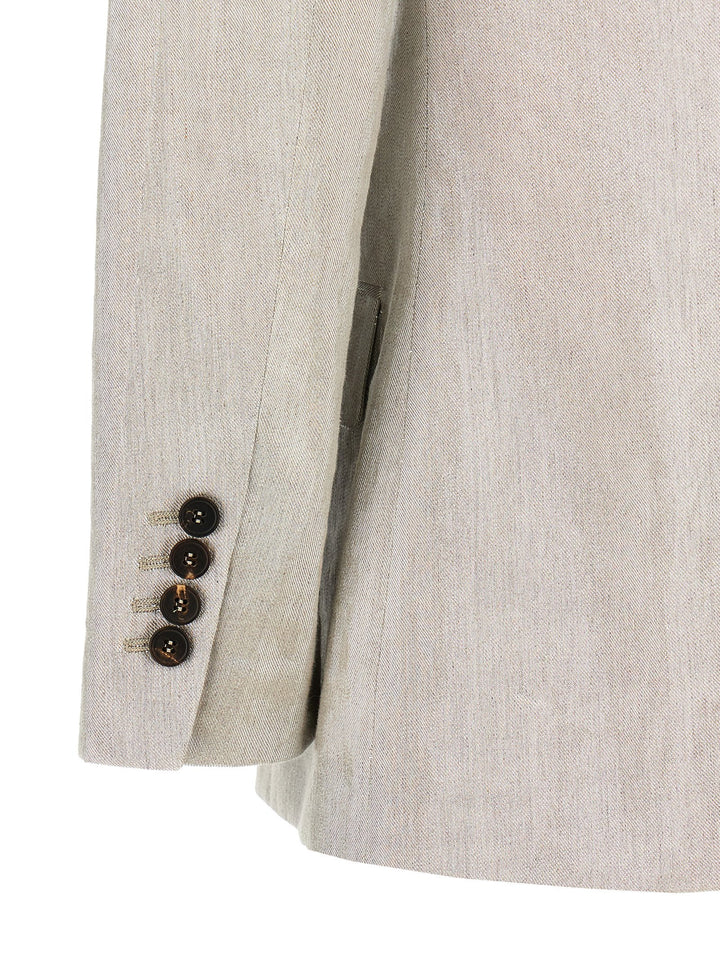 Laminated Double-Breasted Blazer Blazer And Suits Silver