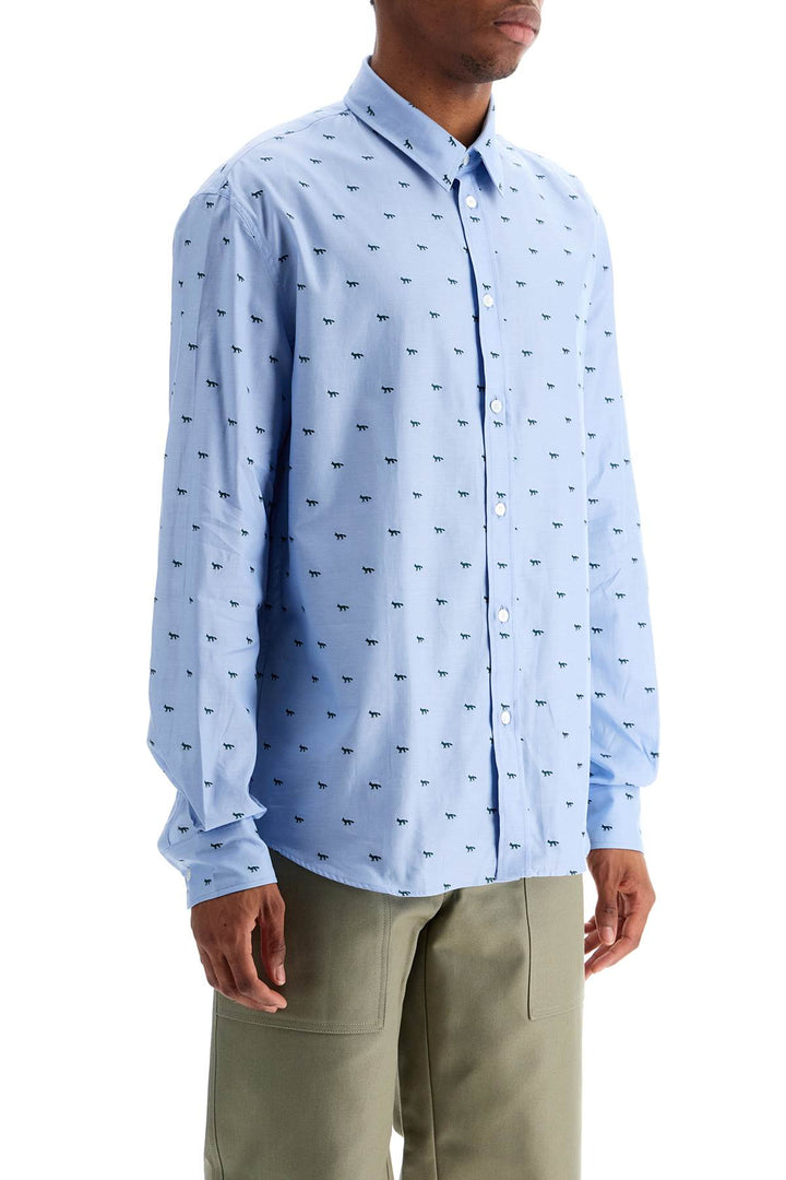 Camicia Casual In Cotone Blu Chiaro Con Stampa