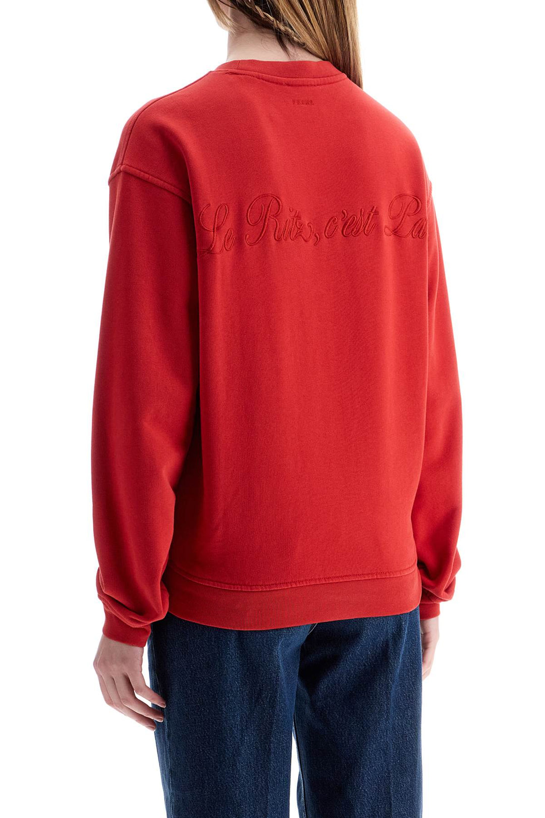 Maglione In Cotone Rosso Con Ricamo Logo