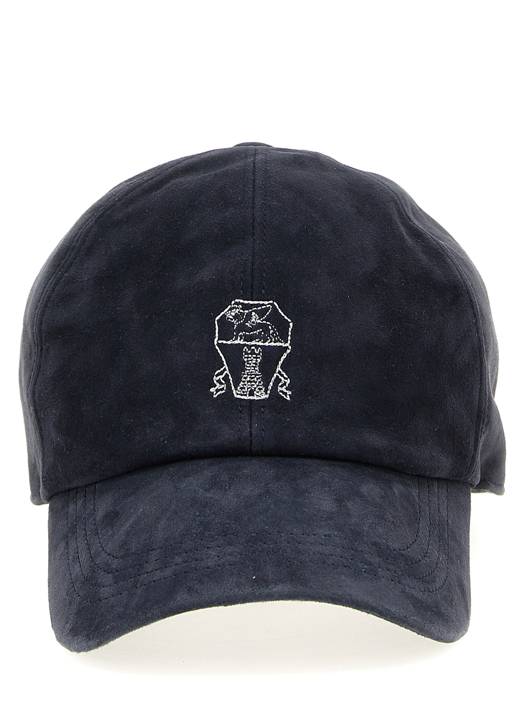 Suede Cap With Logo Embroidery Cappelli Blu