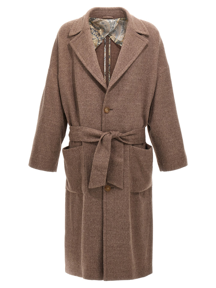 Single-Breasted Wool Coat Trench E Impermeabili Beige