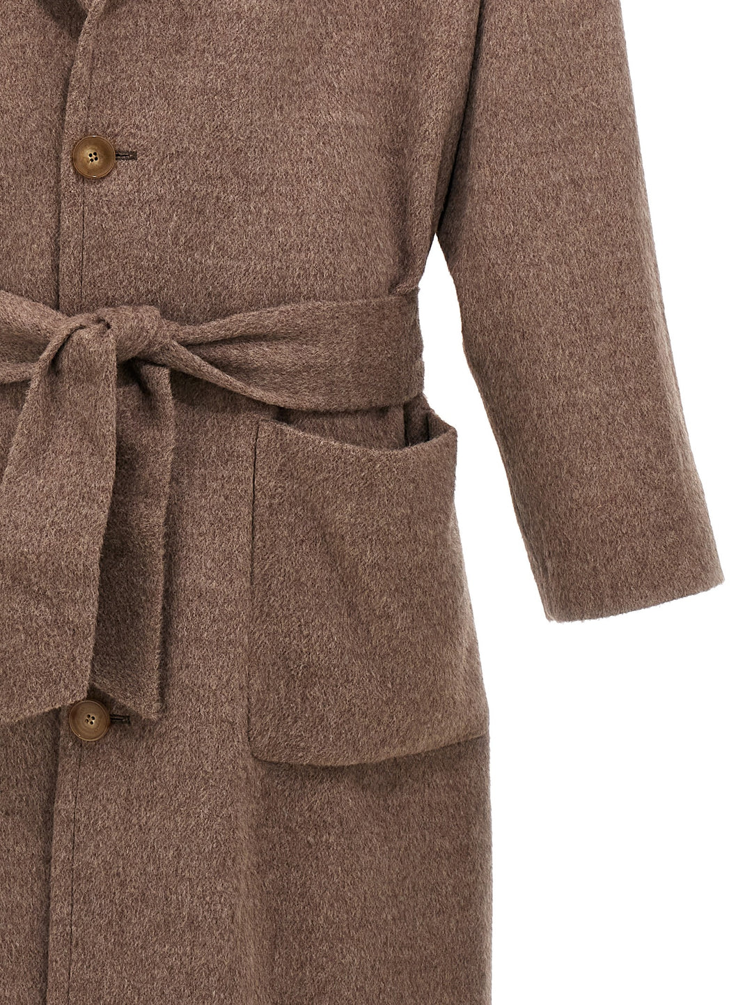 Single-Breasted Wool Coat Trench E Impermeabili Beige