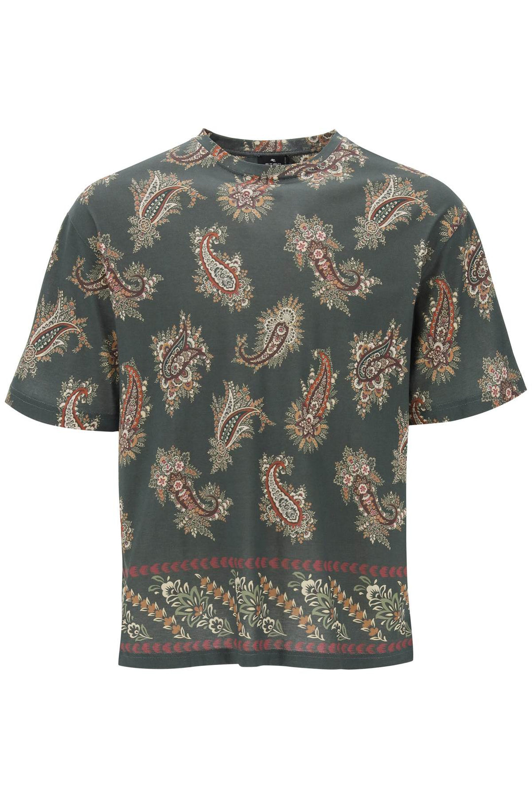 T Shirt Girocollo Con Stampa Paisley