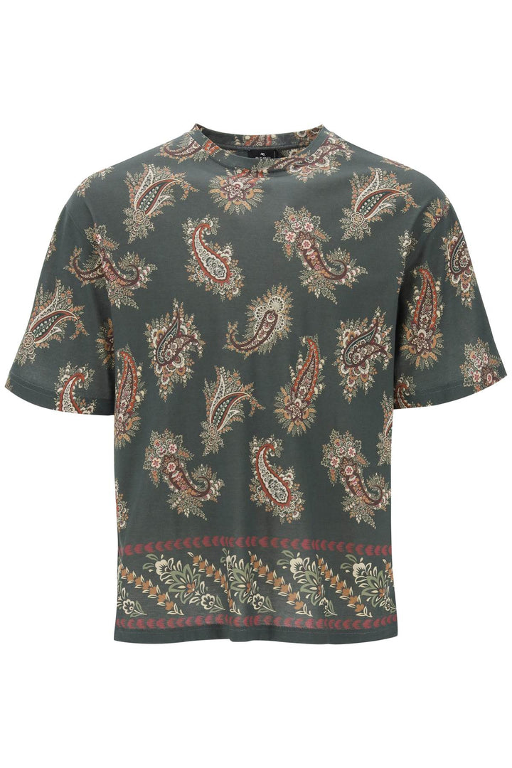 T Shirt Girocollo Con Stampa Paisley