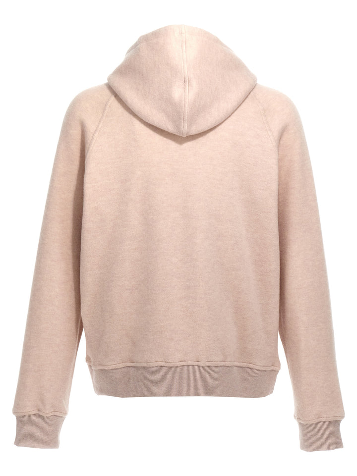 Logo Embroidery Wool Hoodie Felpe Beige