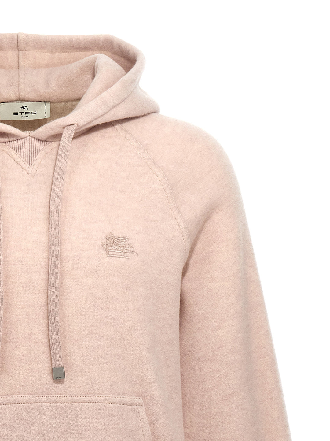 Logo Embroidery Wool Hoodie Felpe Beige