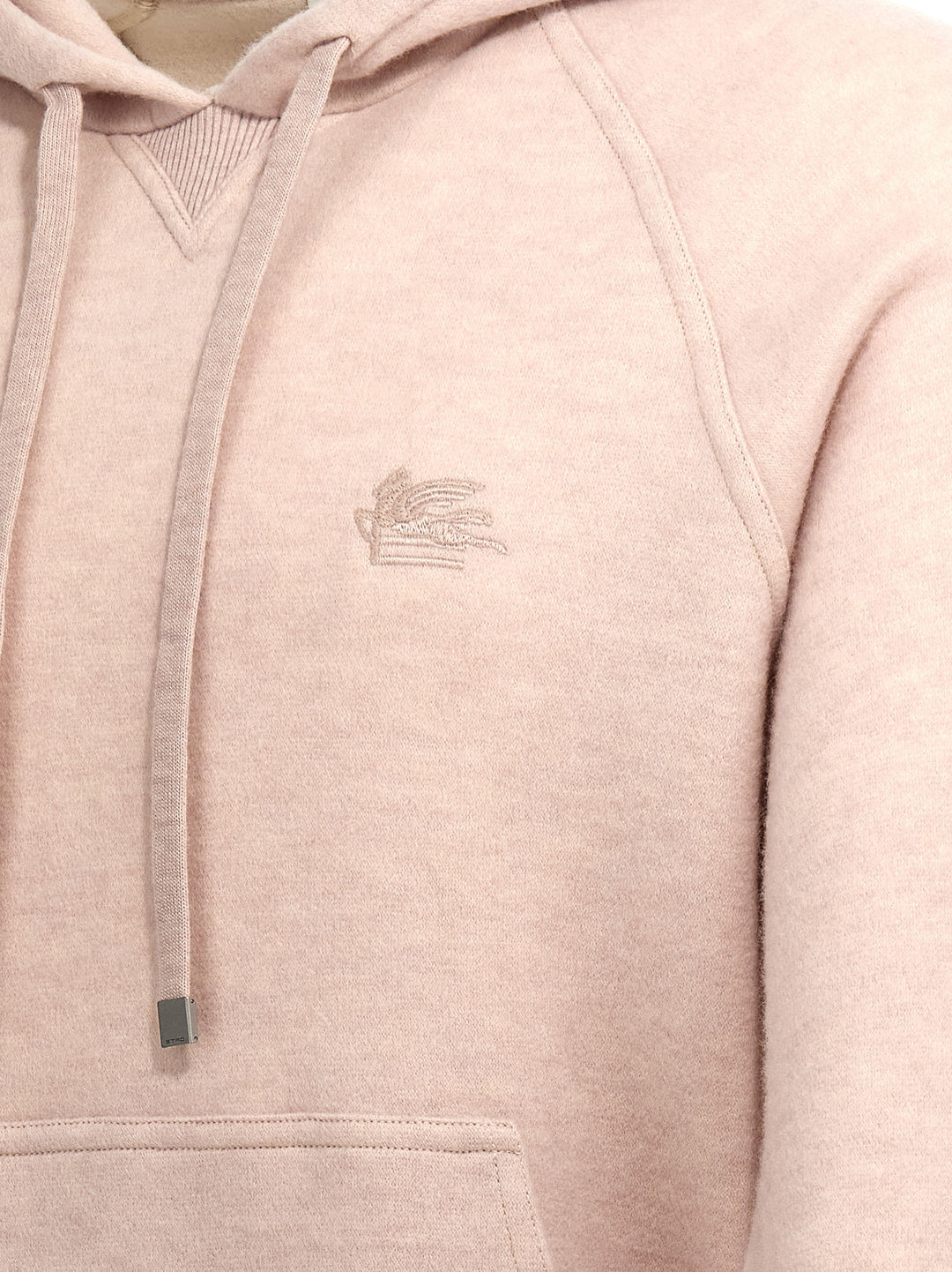 Logo Embroidery Wool Hoodie Felpe Beige