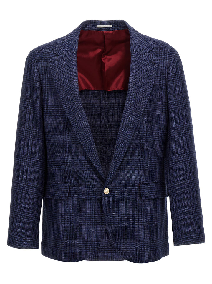 Check Single-Breasted Blazer Blu